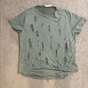 Distressed Olive Green Women's Top